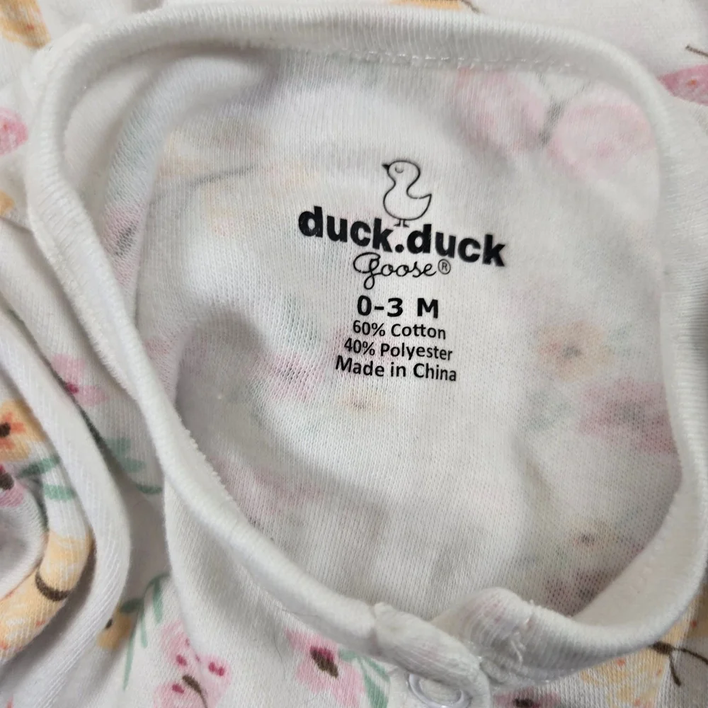 Floral Print Kids One Piece Duck Duck Goose Sz 0-3mo